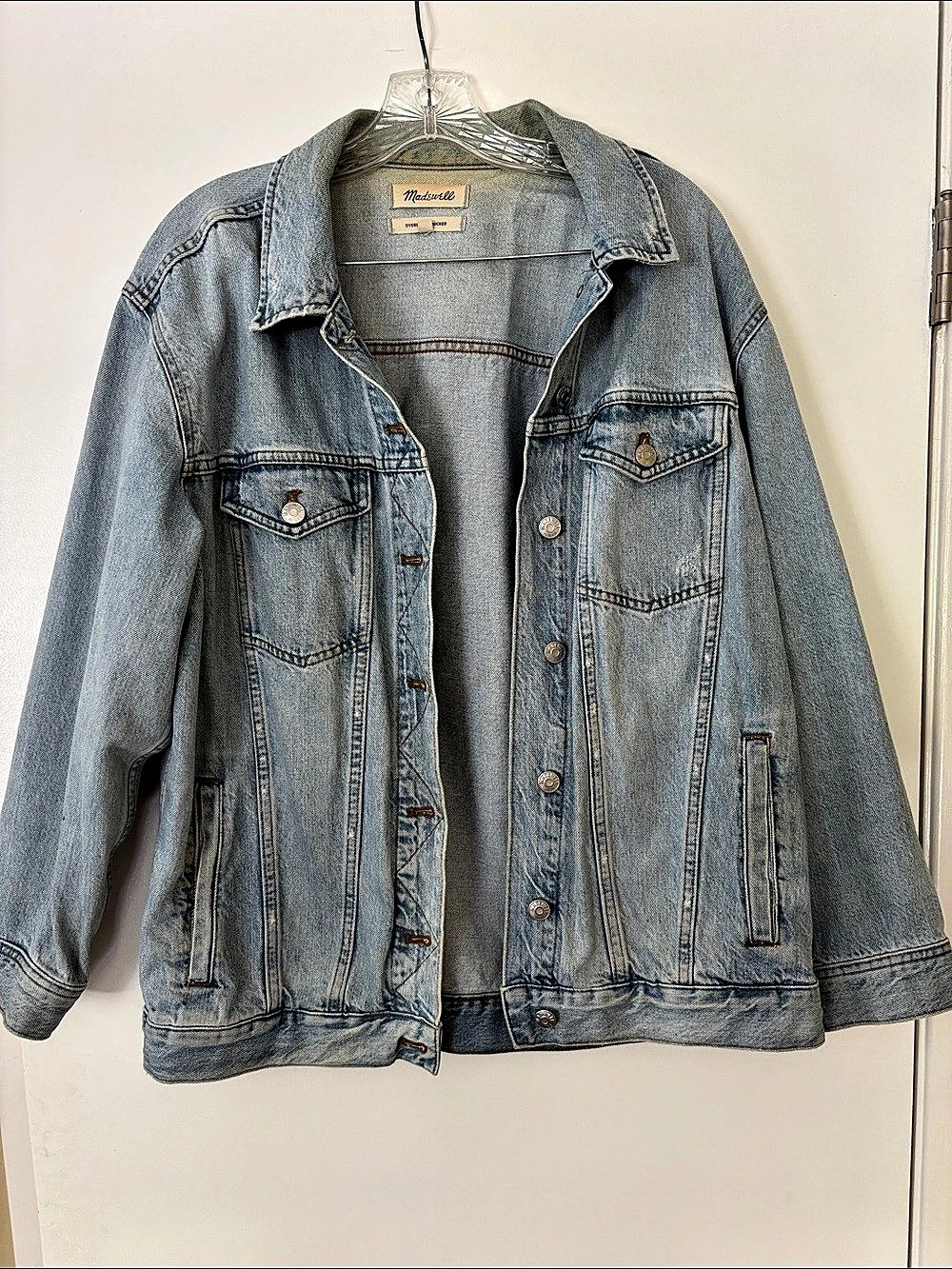 Madewell oversized trucker denim Jacket in Blue Size medium